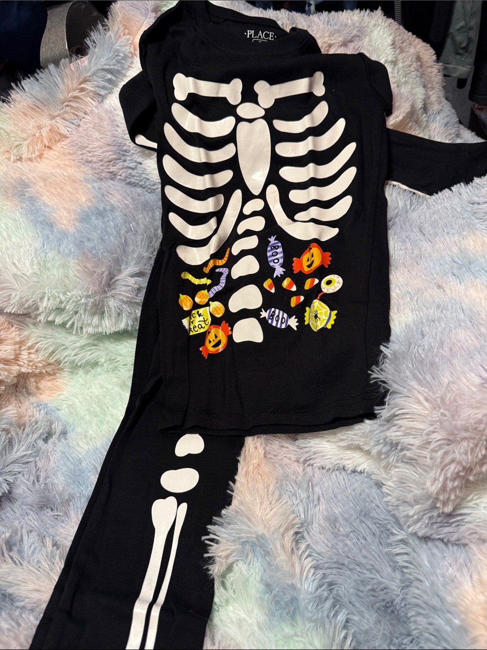 The Childrens Place Black Skeleton Candy-Print Pajama Costume